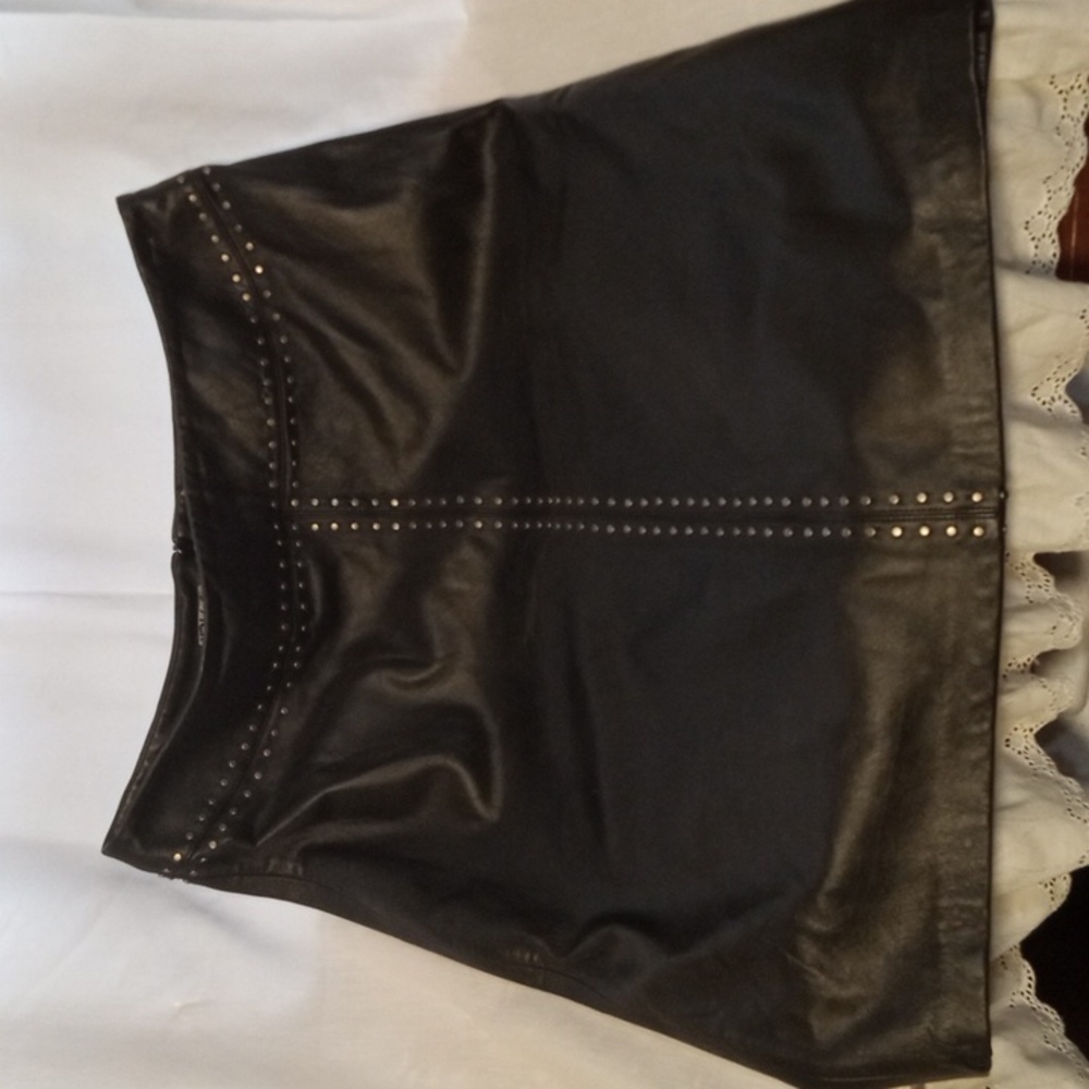 Black Irka studded leather skirt sz 12